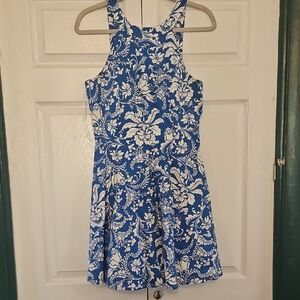 Honey and Rosie Dress White with Blue Floral Print